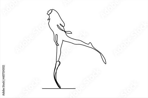 female diver continuous line illustration