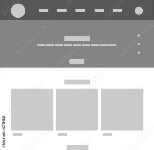 Website layout. Web pages template internet browser window with banners and UI elements icons vector design. Illustration of menu site. Vector illustration - eps 10