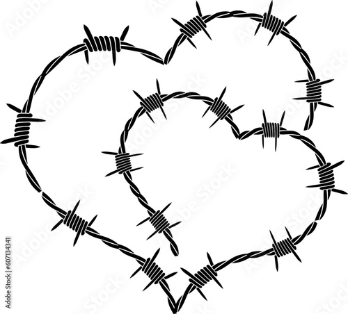 heart barbed wire barb wire love svg vector cut file for circut and silhouette leather vinyl template   