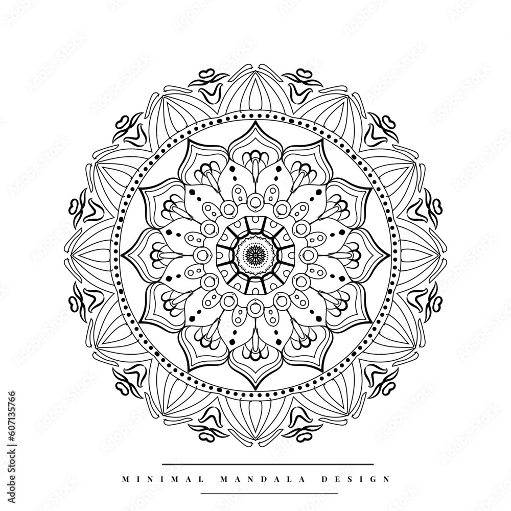 Fototapeta premium Arabesque mandala coloring page with nature-inspired elements