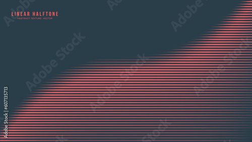 Linear Half Tone Pattern Vector Smooth Curved Border Red Black Stylish Abstract Background. Retrowave Synthwave Retro Futurism Minimalistic Art Style Abstraction. Half Tone Textured Striped Decoration
