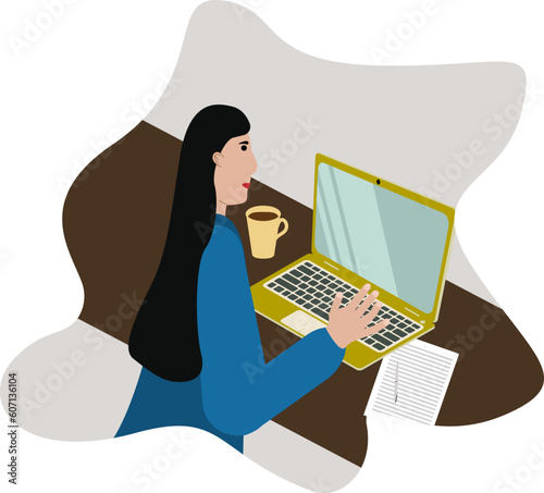 business woman working on a computer in a coworking space