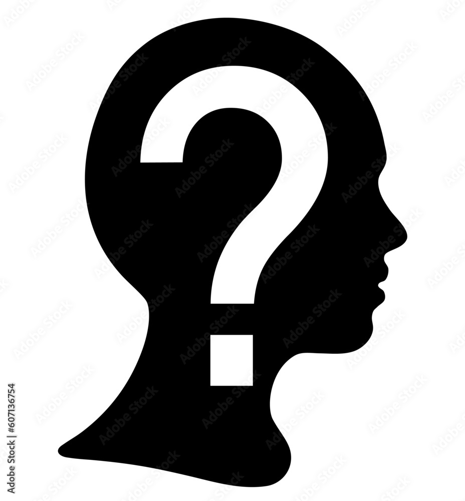 Question mark symbol silhouette of a girl Question mark symbol silhouette of a girl