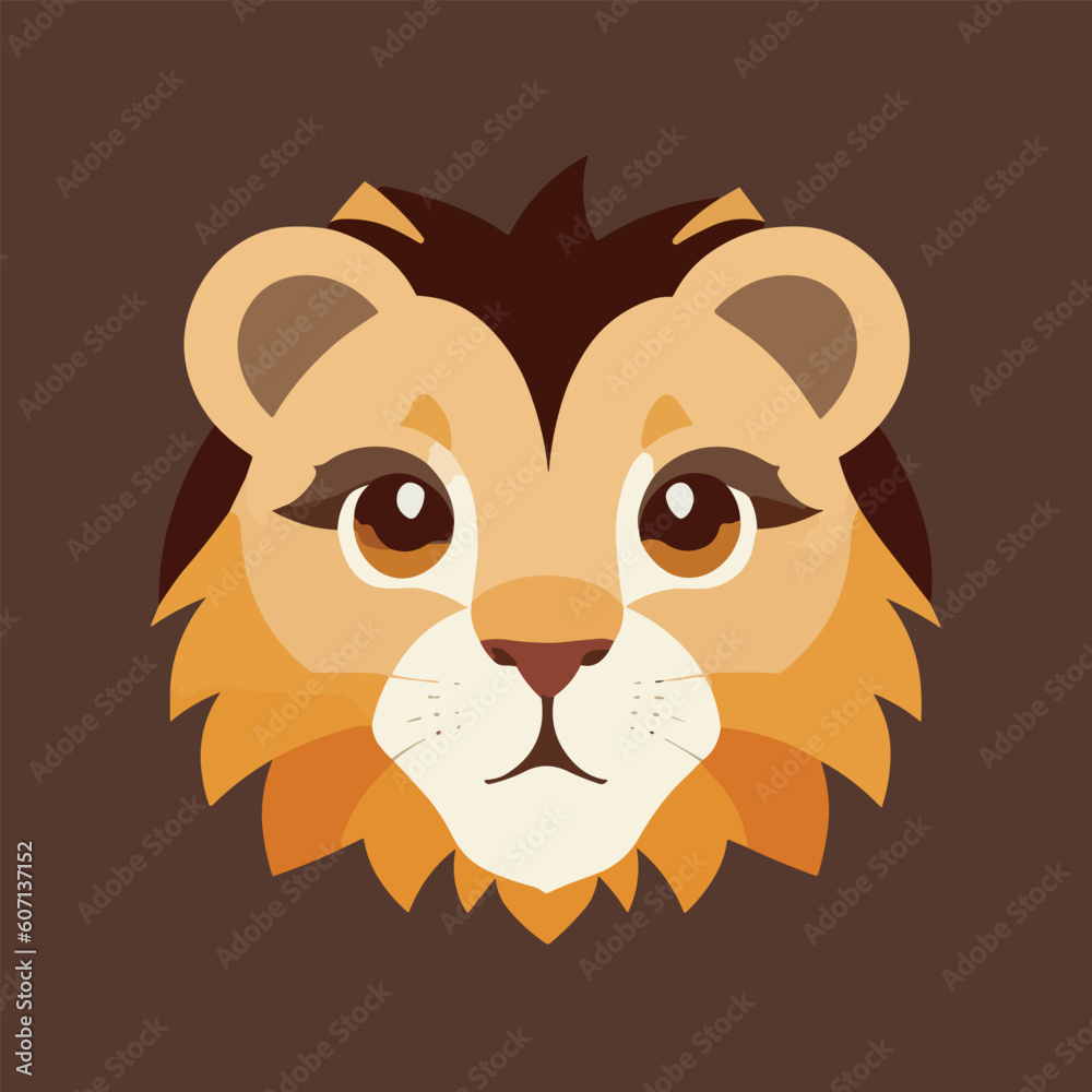Obraz premium Cute lion vector illustration of icon