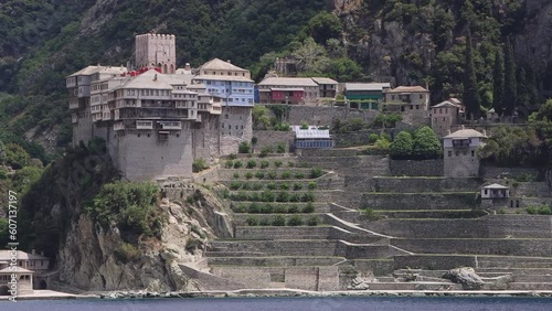 Athos peninsula, Greece. The Monastery of Dionysiou located in the Monks Republic on the peninsula of Athos. photo