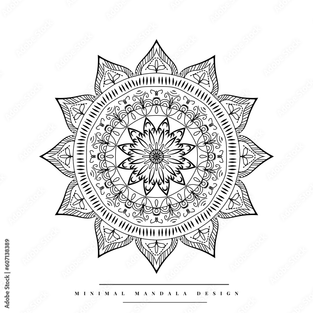 Arabesque mandala coloring page with nature-inspired elements
