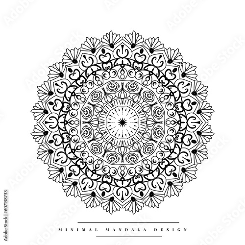 Arabesque mandala coloring page with nature-inspired elements
