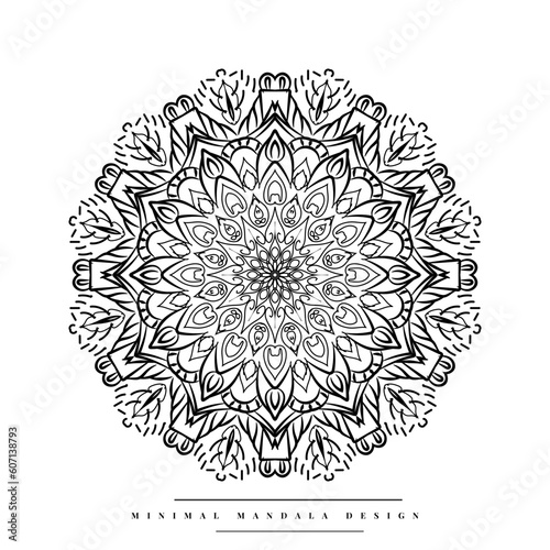 Arabesque mandala coloring page with nature-inspired elements
