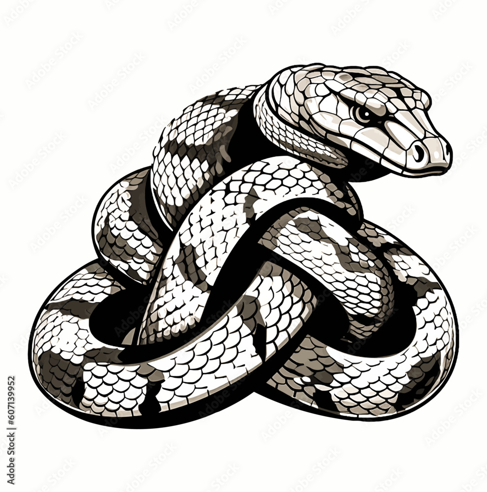 Fototapeta premium a mesmerizing artwork capturing the majestic beauty of the Kingsnake. With intricate details and vibrant colors, this stunning piece adds elegance and intrigue to any space. Choose your preferred size