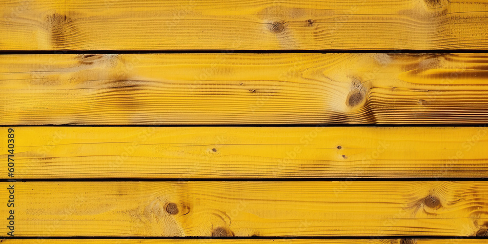 Naklejka premium Yellow wooden planks background. Wooden texture. Yellow wood texture. Wood plank background. generative AI