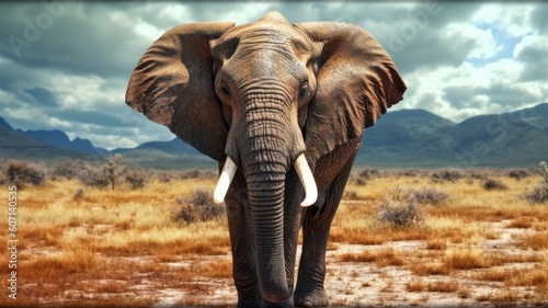 stunning high contrast elephant. Generative AI