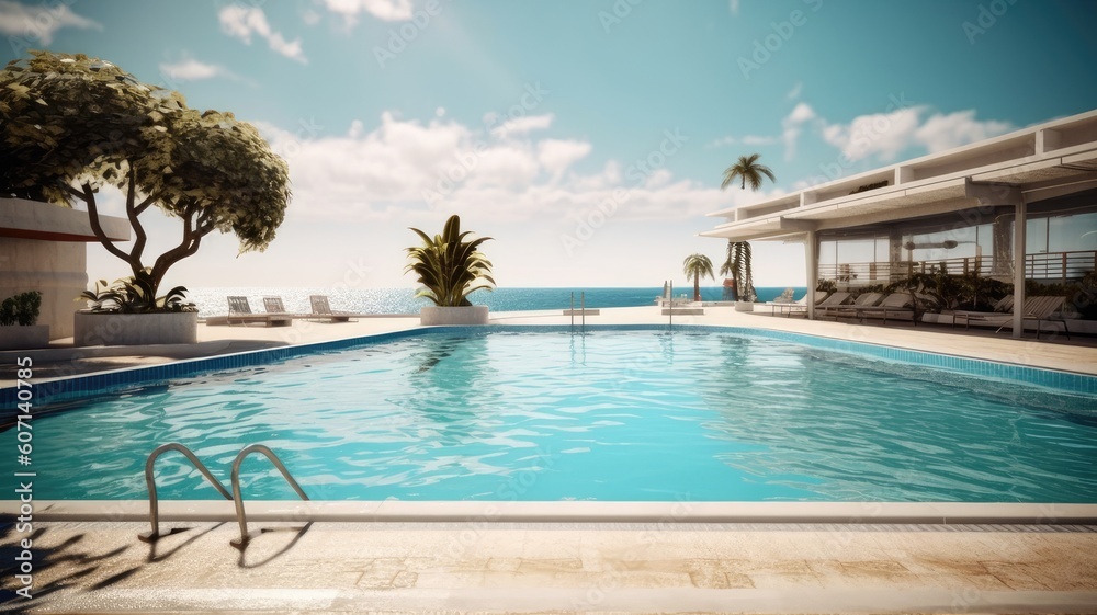 seaside swimming pool. Generative AI