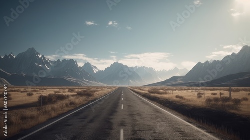 road towards mountains. Generative AI