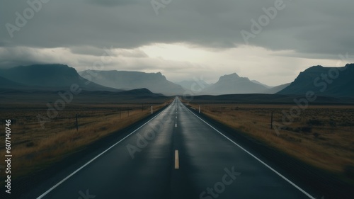 road towards mountains. Generative AI