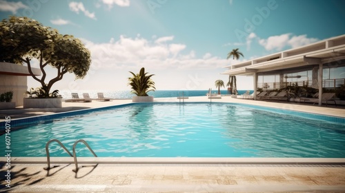 seaside swimming pool. Generative AI © SUPHANSA