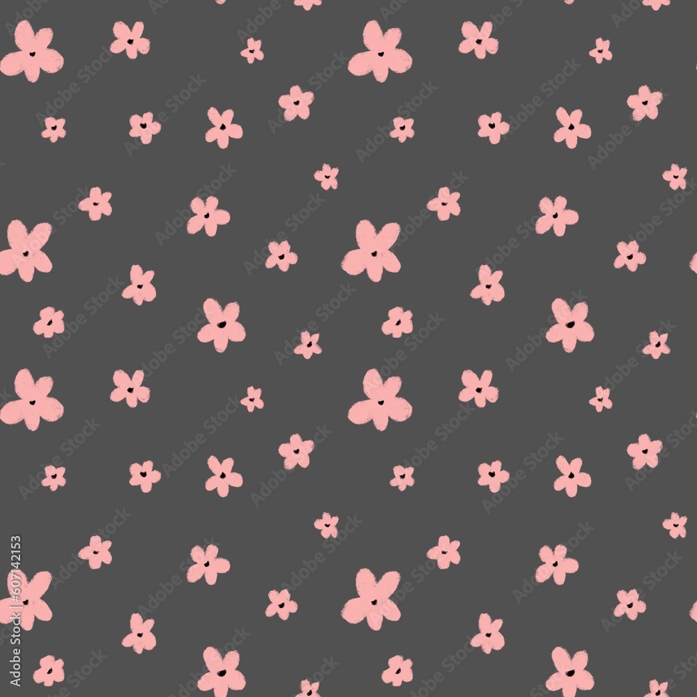 Flower floral pink minimal grey pattern sketch 