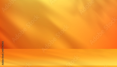 Autumn background,3D Studio Background with podium with leaves Shadow Overlay on yellow wall room,Vector Scene Mockup for Fall Season,Thanksgiving,harvest festival Product display presents