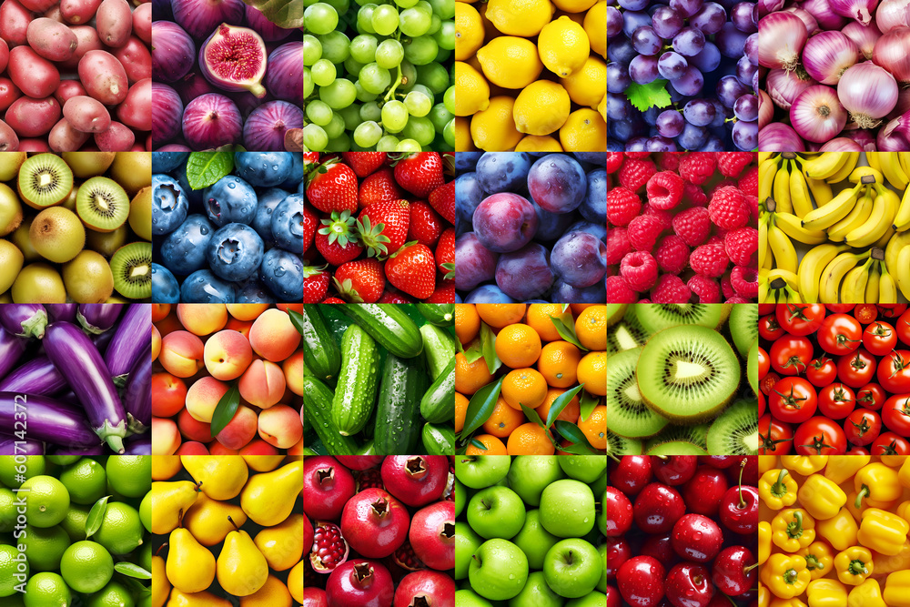 Ripe fruits and vegetables. Fresh food background. Ripe fruits and vegetables. Fresh food background.