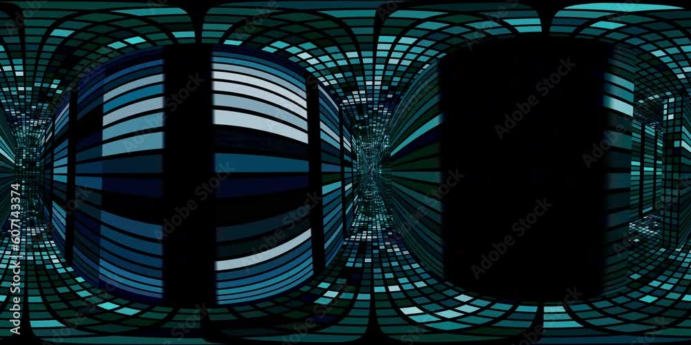 360 VR Maze 001: Virtual reality video inside a maze of streaming squares (Loop). 