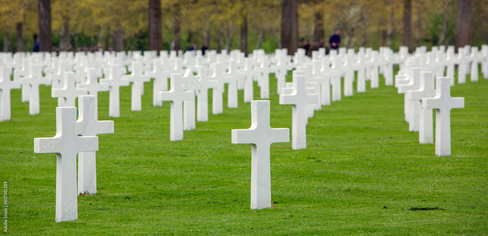 white crosses at american memorial and military cemetery of Margraten in the netherlands