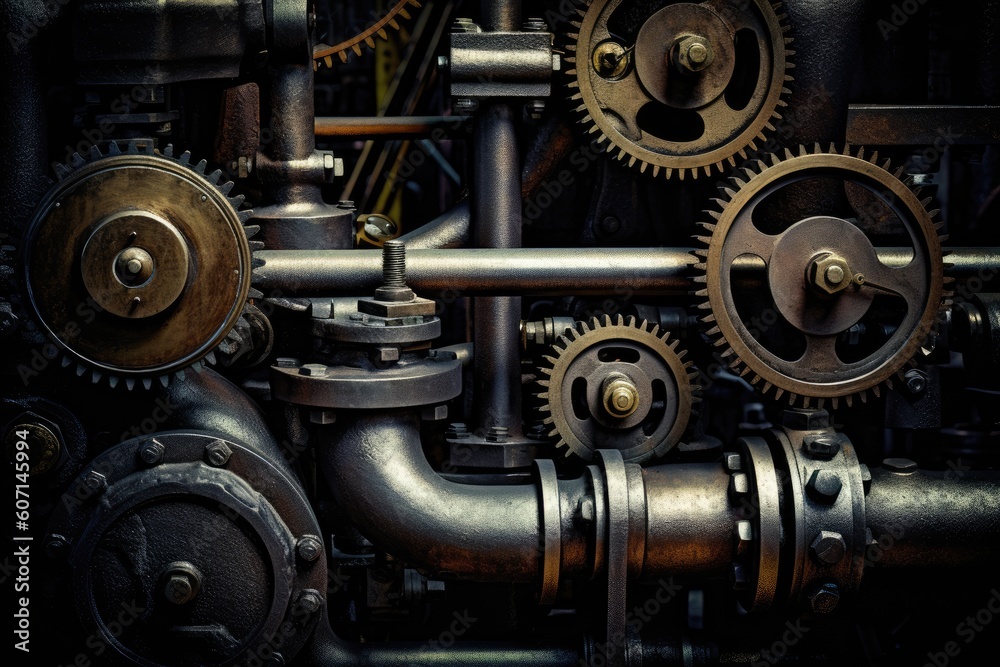 The combination of mechanical textures and atmospheric tones. Generative AI The combination of mechanical textures and atmospheric tones. Generative AI