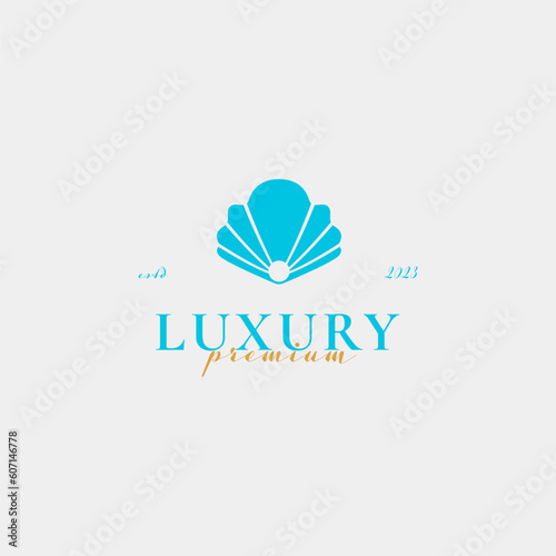 Creative beauty pearl shell jewelry logo design concept illustration idea
