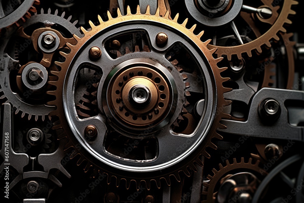 The combination of mechanical textures and atmospheric tones. Generative AI The combination of mechanical textures and atmospheric tones. Generative AI