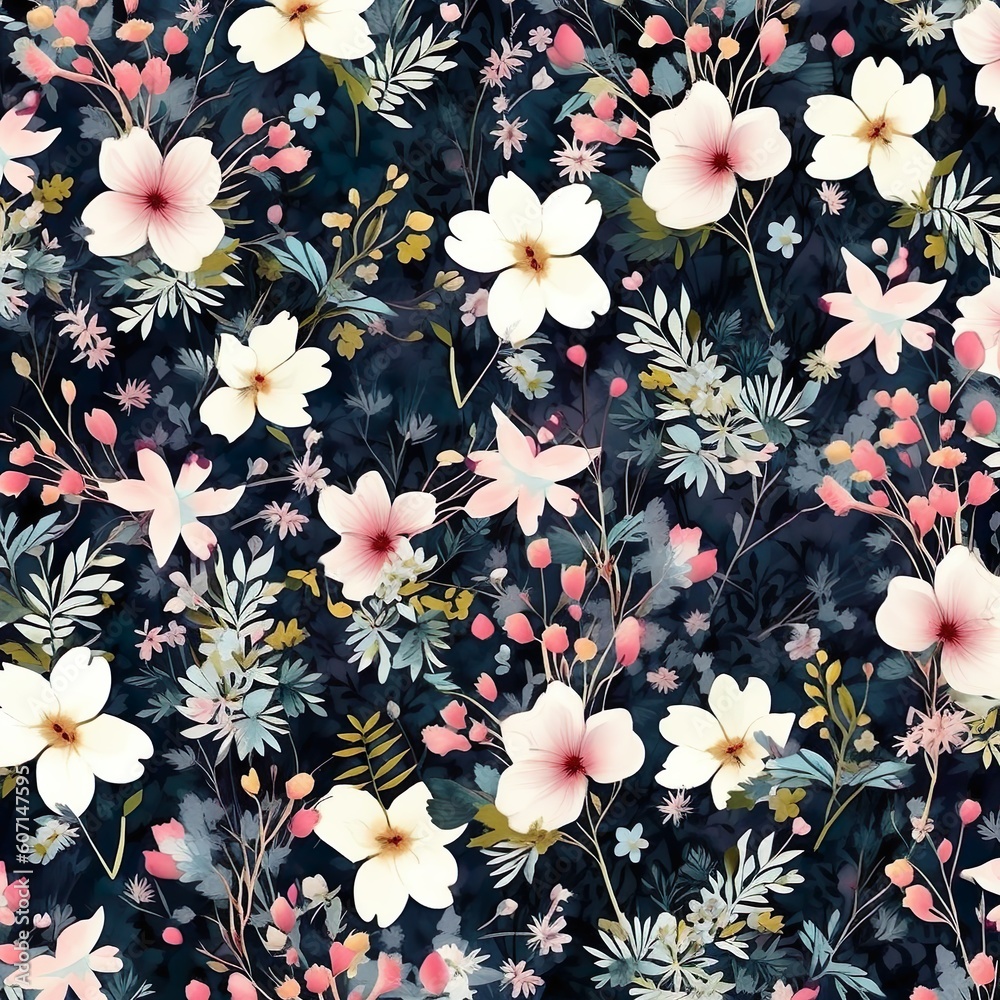Blooming Symphony: A Flower Seamless Pattern, Floral Design, Web Banner, Square, Generative AI Blooming Symphony: A Flower Seamless Pattern, Floral Design, Web Banner, Square, Generative AI