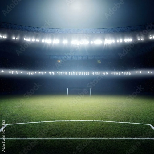 Soccer stadium with a bright light on the field ai generated © Ipixeler