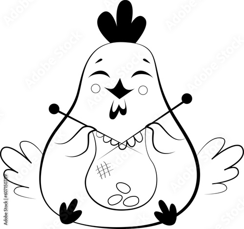 Funny merchant with a bag of eggs. Emotions.Vector illustration
