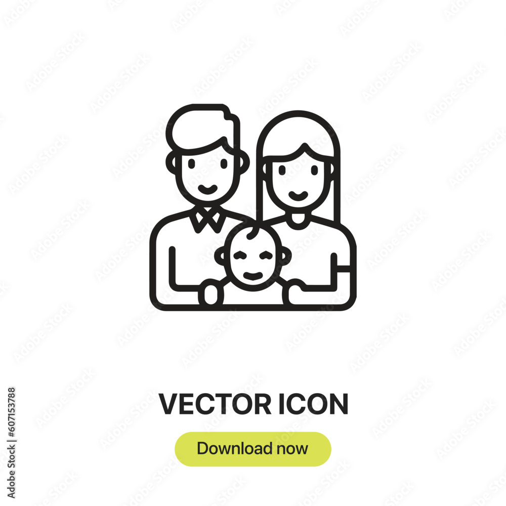 family vector. Linear style sign for mobile concept and web design.family symbol illustration. Pixel vector graphics - Vector.	