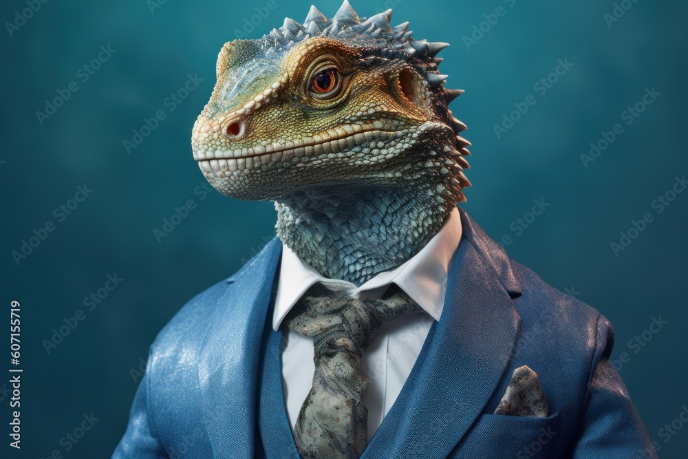 Anthropomorphic dragon dressed in a suit like a businessman. Business Concept. AI generated, human enhanced. Anthropomorphic dragon dressed in a suit like a businessman. Business Concept. AI generated, human enhanced.