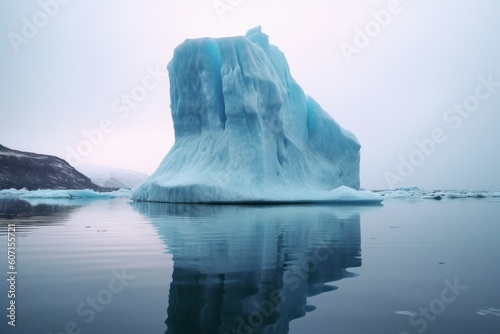 Iceberg in the water. Climate change concept. AI generated  human enhanced.