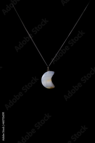 "Lunar Elegance: Handmade White Onyx Stone Pendant"