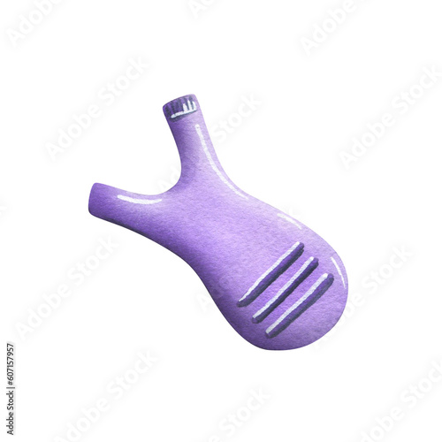 Applicator for lamination and biowave eyelashes, lilac, Hand-drawn watercolor illustration. Isolated object on a white background. Equipment for the master of lamination and eyelash extension. photo