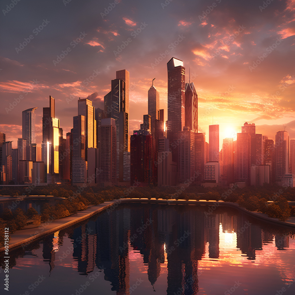 Fototapeta premium City Skyline Sunset