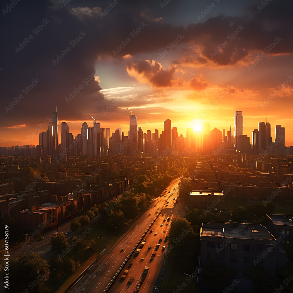 Fototapeta premium City Skyline Sunset