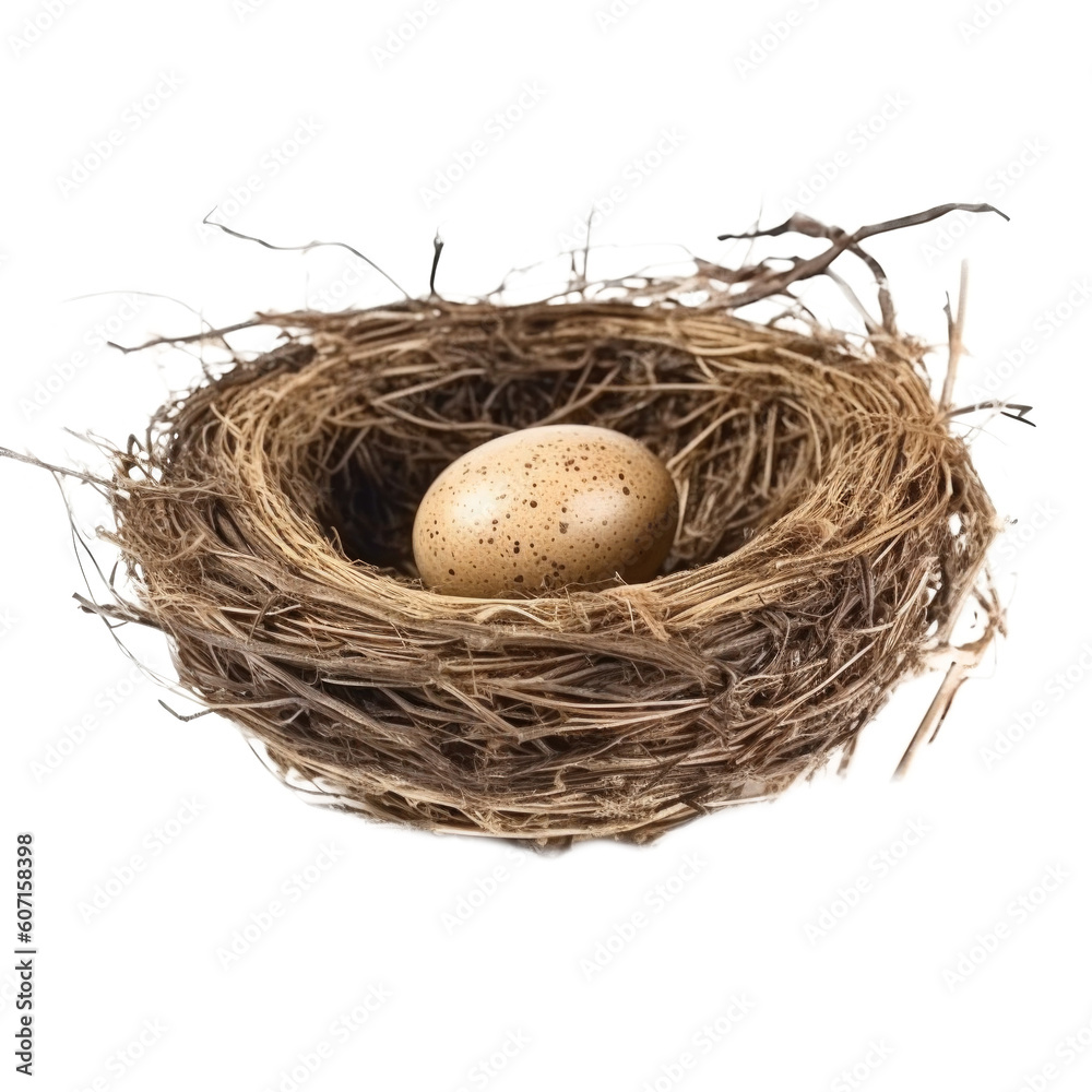 Bird Nest With an Egg Isolated on Transparent Background - Generative AI
