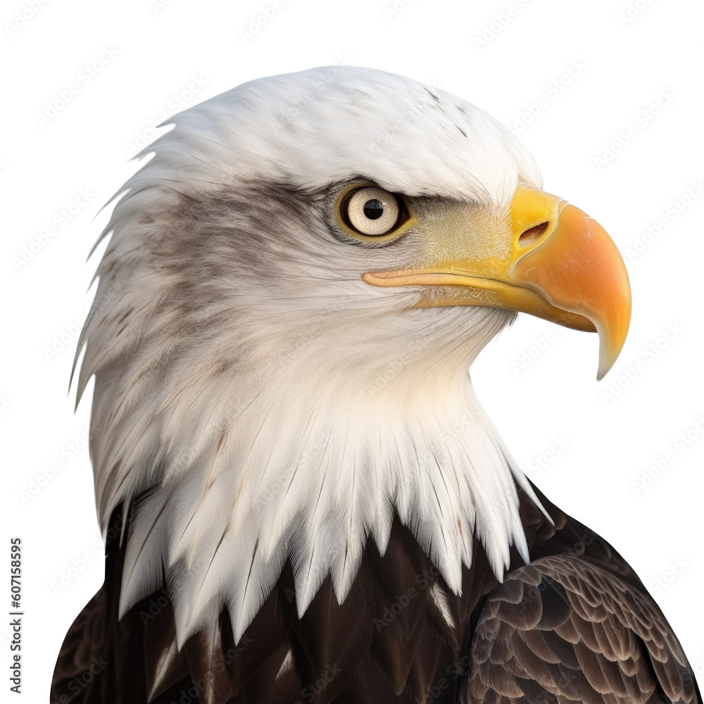 Bald Eagle Face Shot Isolated on Transparent Background - Generative AI
Bald Eagle Face Shot Isolated on Transparent Background - Generative AI