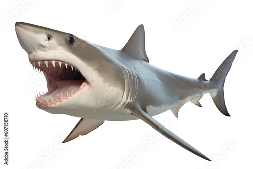Angry Shark Isolated on Transparent Background - Generative AI  © RenZen