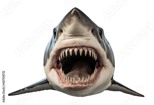 Megalodon Front View Isolated on Transparent Background - Generative AI
