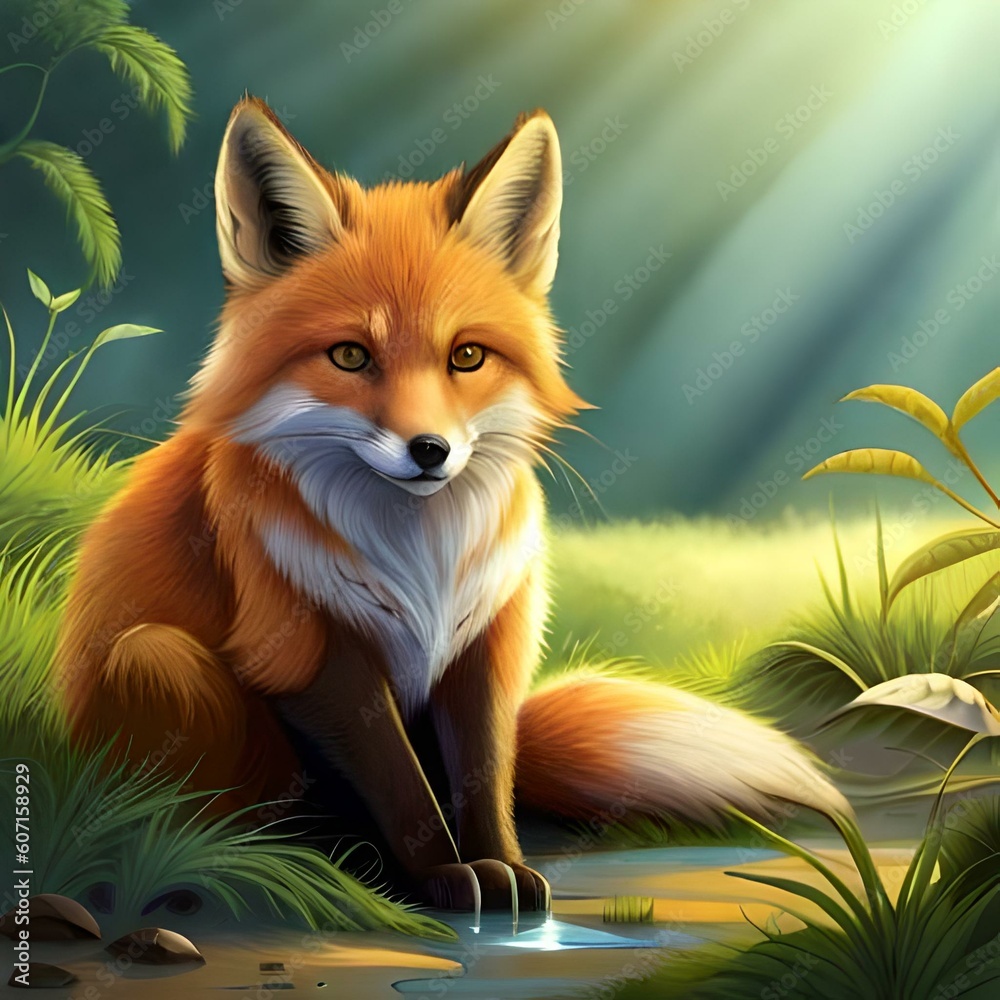 Fototapeta premium red fox in the grass