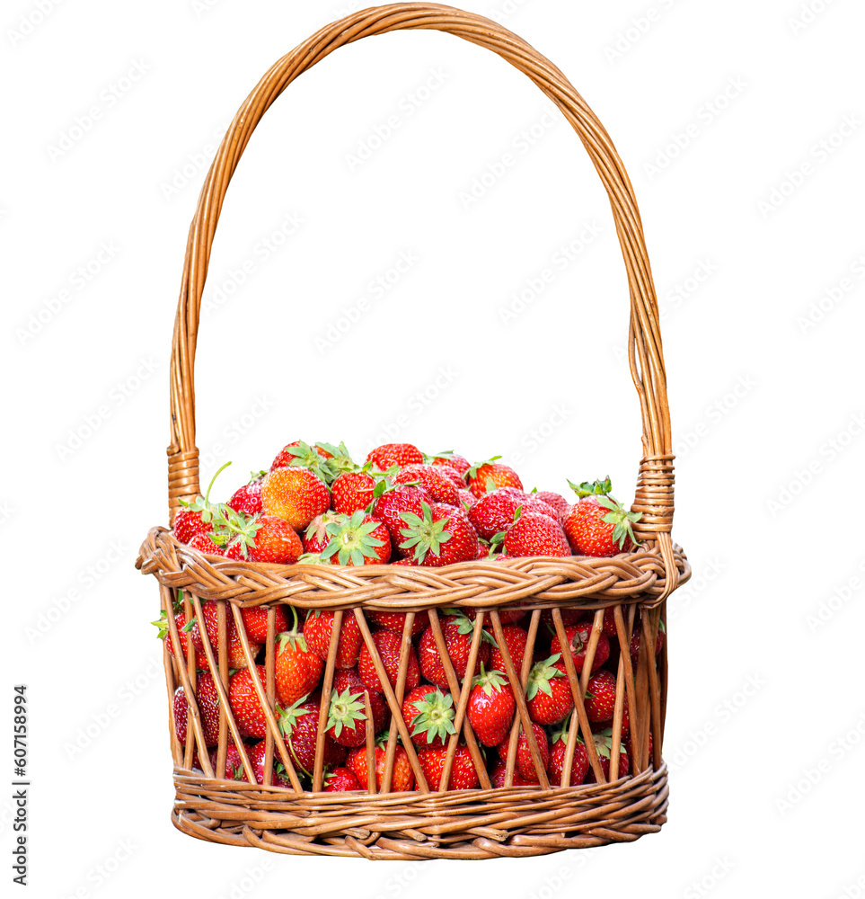 Basket of fresh strawberries isolated on white Basket of fresh strawberries isolated on white