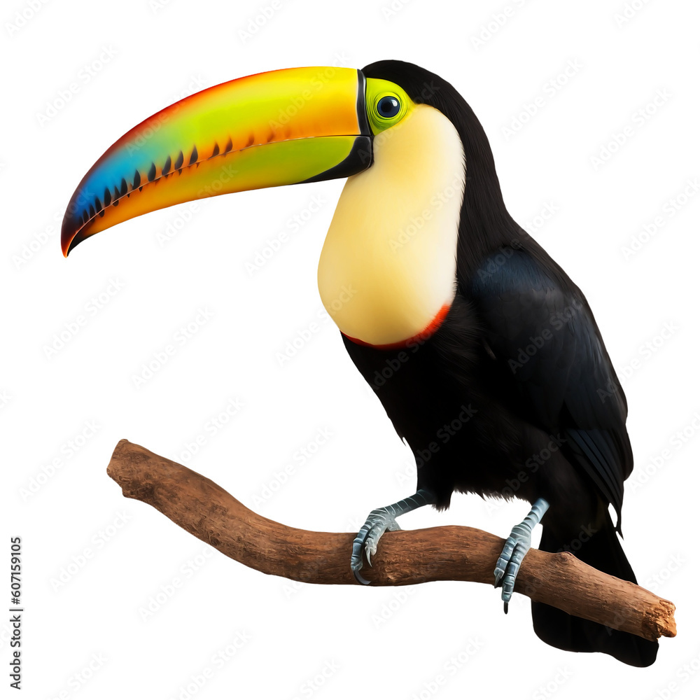 Bird toucan isolated on a transparent background and cut out. PNG. The world of animals, the tropics. Bird toucan isolated on a transparent background and cut out. PNG. The world of animals, the tropics.
