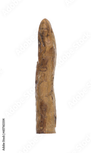 old ancient wooden ritual stick isolated on white background