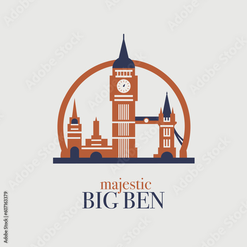 Drawing of London with a clock tower in the center. The drawing is titled "Majestic Big Ben"