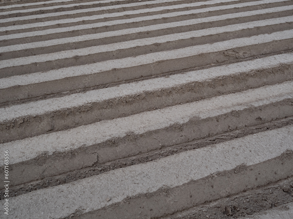 The field at spring with furrows The field at spring with furrows