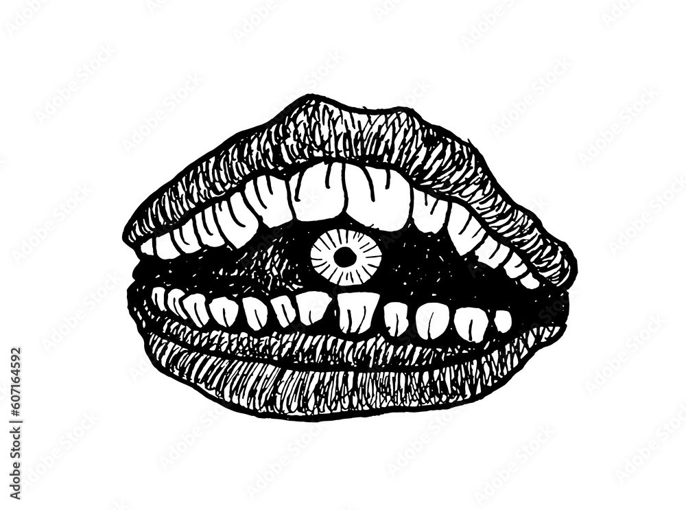Fototapeta premium Twig branch eyes eyelashes pupils piercing gaze mouth