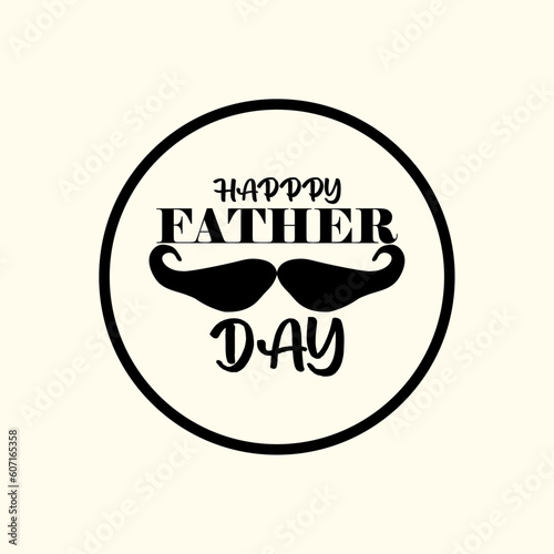 Happy Father's Day design. Vintage icon. Black white illustration