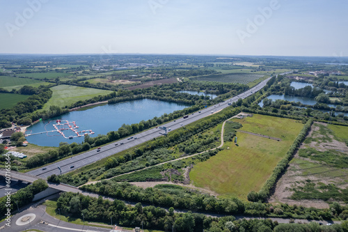 beautiful aerial view of the new developing area, Green Park in Reading, Berkshire, UK